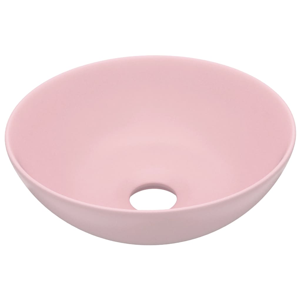 Ceramic Washbasin Matte Pink Round