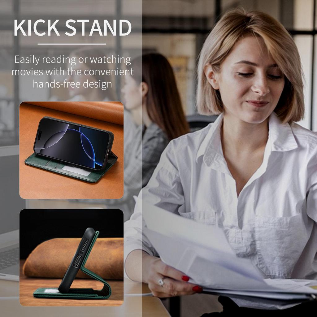 iPhone 17 Leather Flip Case with Magnetic Card Slot