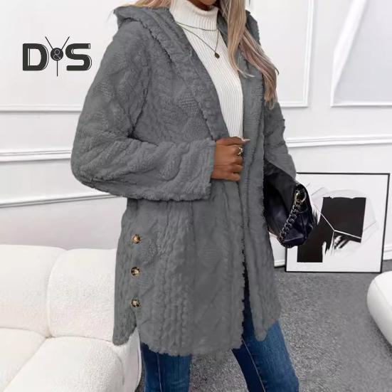 Fall Spring Women Jacket Hooded Loose Solid Color Long Sleeves Single-breasted Cardigan Hoodie Sport Casual Commuting Outerwear