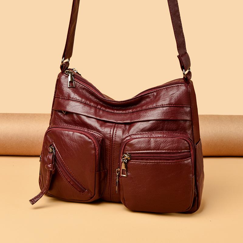 Vintage Shoulder Bag Multi-zipper Mother Bag