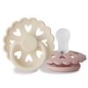 FRIGG Fairytale Silicone Set of Heart and Flower Nordic Soft Pacifier, 2, Shape, Newborn, Cute, Style, Colors, 0-6 Months, Cream/Blush