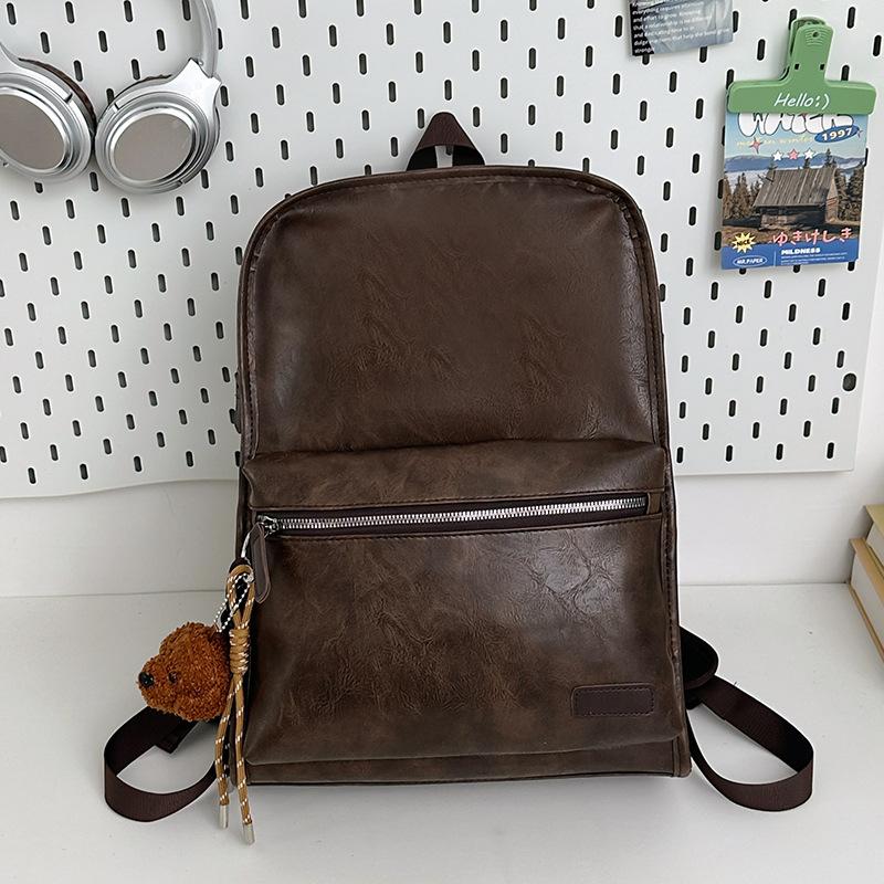 Мужской простой рюкзак, новая модная сумка для компьютера большой вместимости, клетчатый дорожный рюкзак single bag (without pendant) коричневый