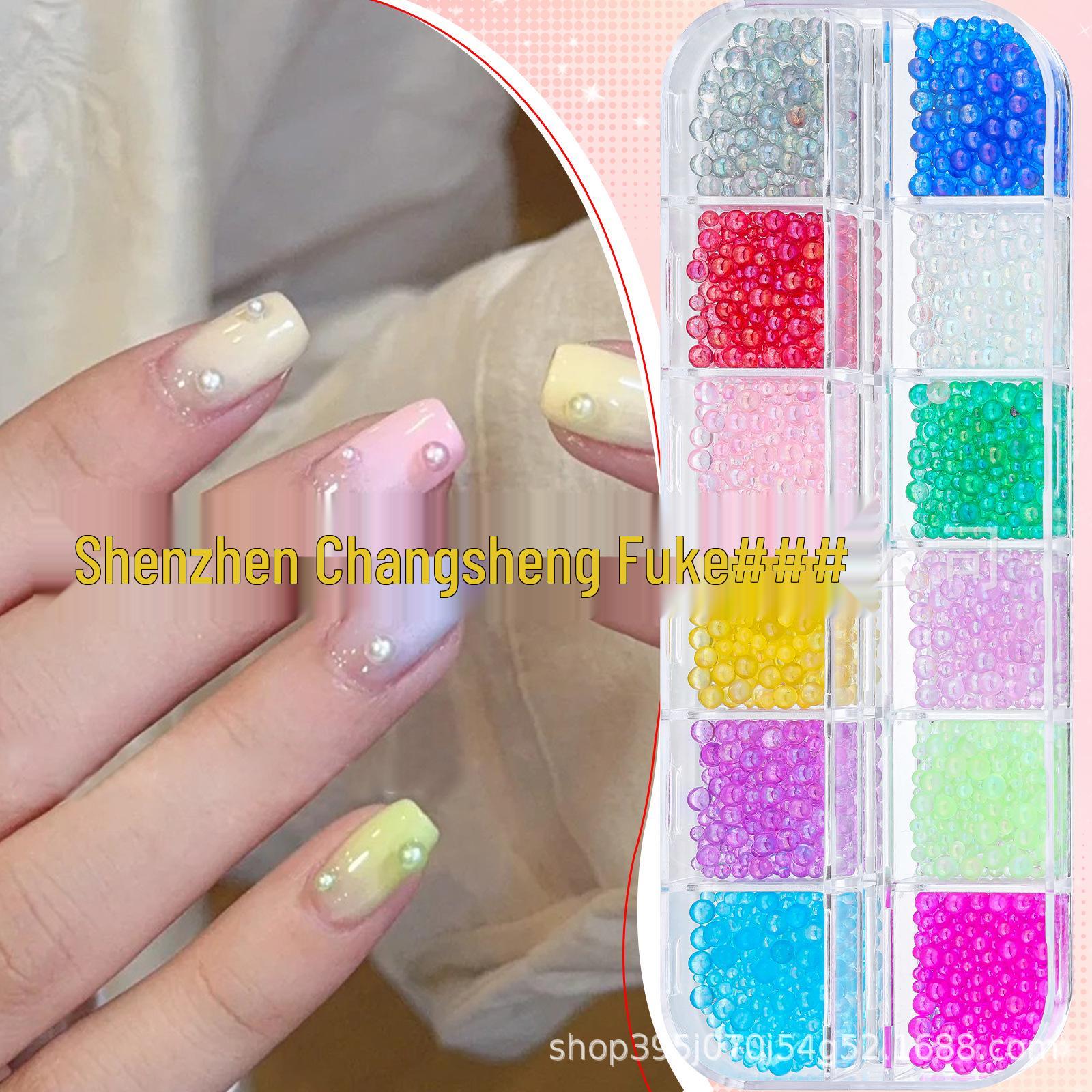 

12-Color Mini Resin Mermaid Bubble Beads for Nail Art Decorations