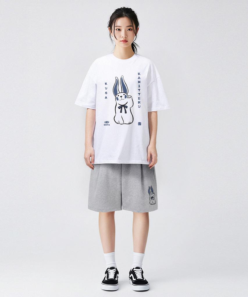 Geulaenpini Rabbit Oversized Short Sleeve T-Shirt - White