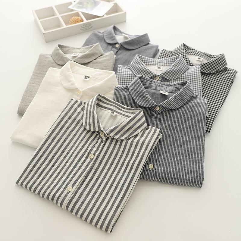 Japanese Minimalist Yuanbao Collar Double Layer Cotton Gauze Sleeveless Women's Shirt