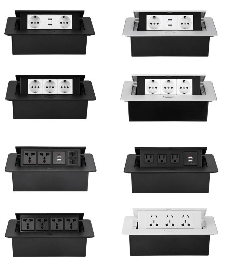 Pop-Up Desk Socket with Universal Euro/German Three-Hole Outlet
