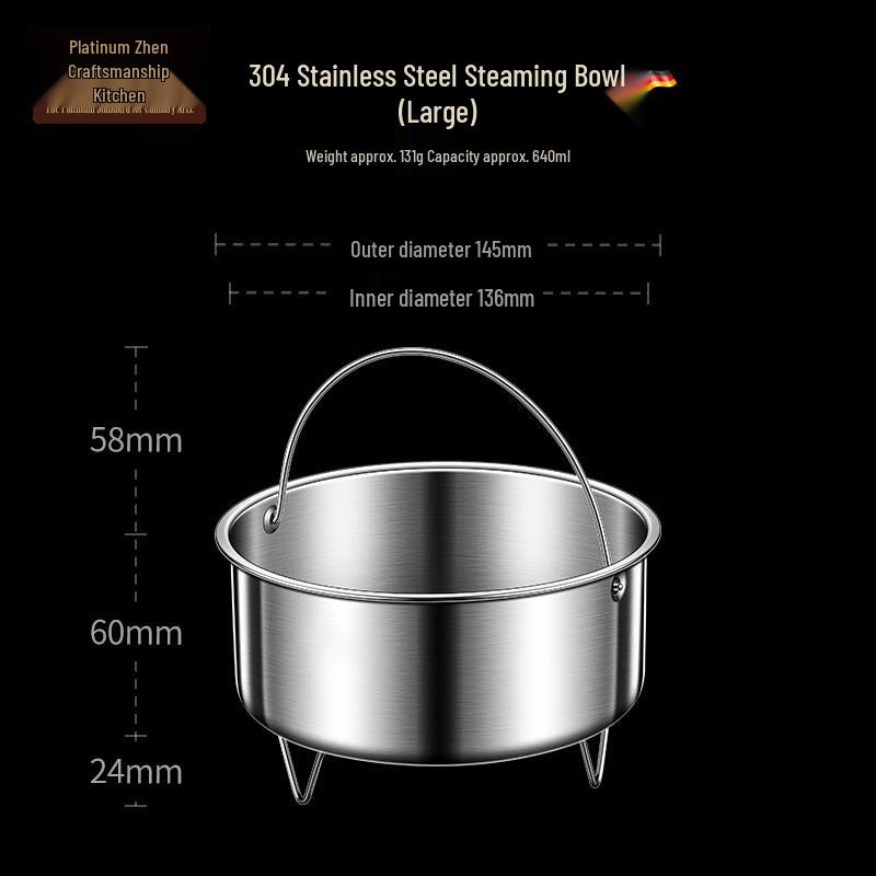 304 Stainless Steel Steaming Bowl with Foot Stand