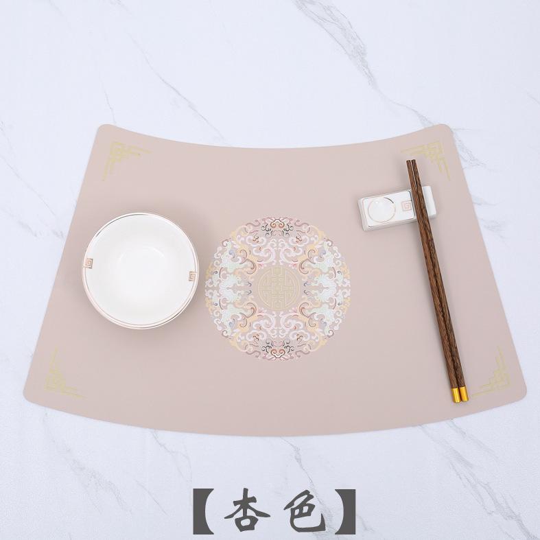 Western food mat PVC leather oil-proof and waterproof fan-shaped dining table mat Chinese tableware mat New Chinese plate