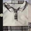 New Men's Casual Polo Shirt Long-Sleeved Colour-Blocked Checkered Button-Down Waffle-Weave Print Long-Sleeved Top