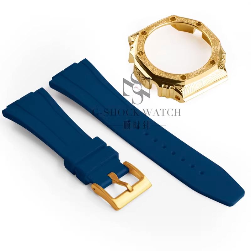 GA2100 Para Casio Carvalho de Fazenda Escultura Caixa de Metal Pulseira de Resina GA2100/2110 Escultura Modificada GM2100 GBM2100 Caixa Acessórios de Relógio
