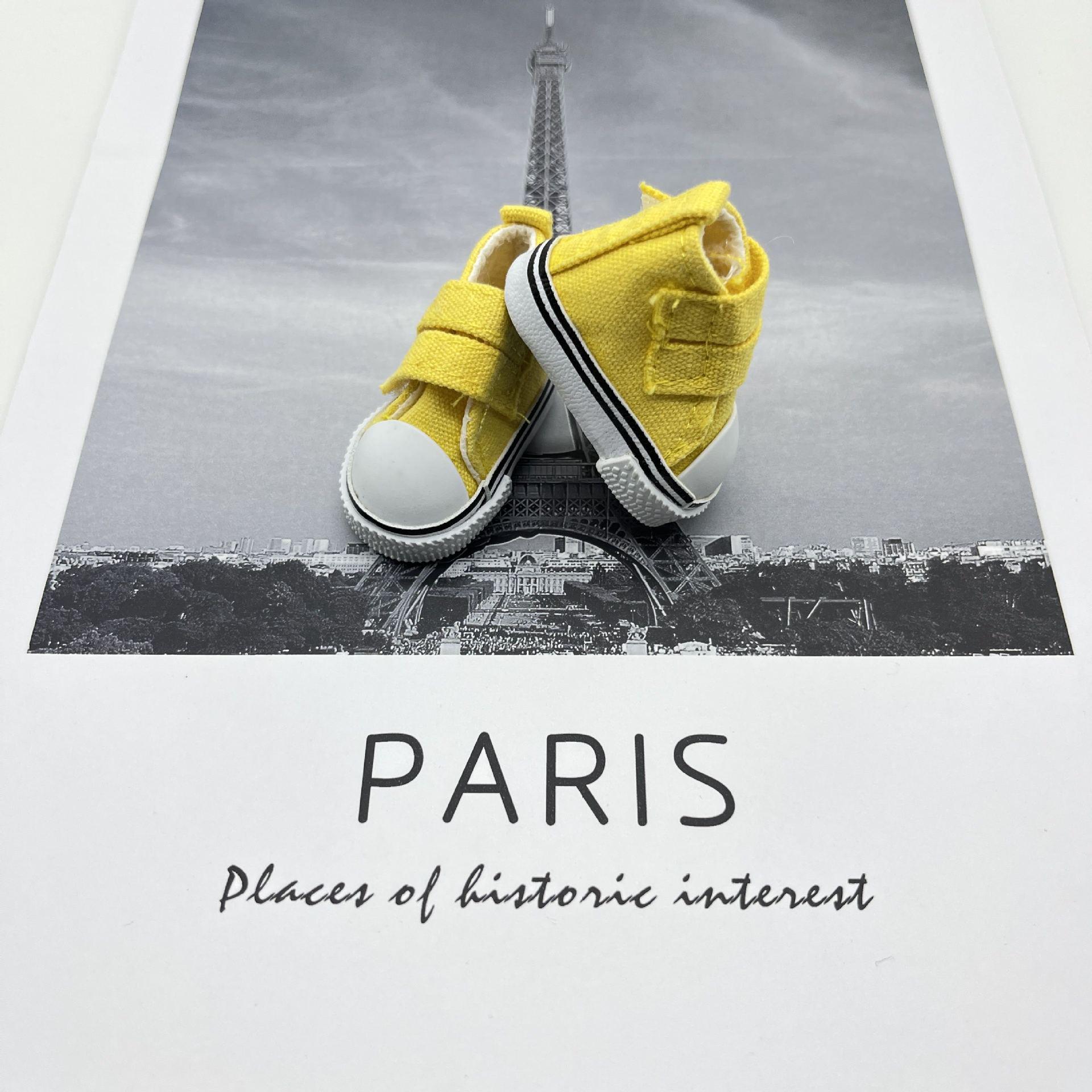 

20 см BJD кукольные туфли из парусины с липучками, размер 5 см Мини для кукол SD жёлтый