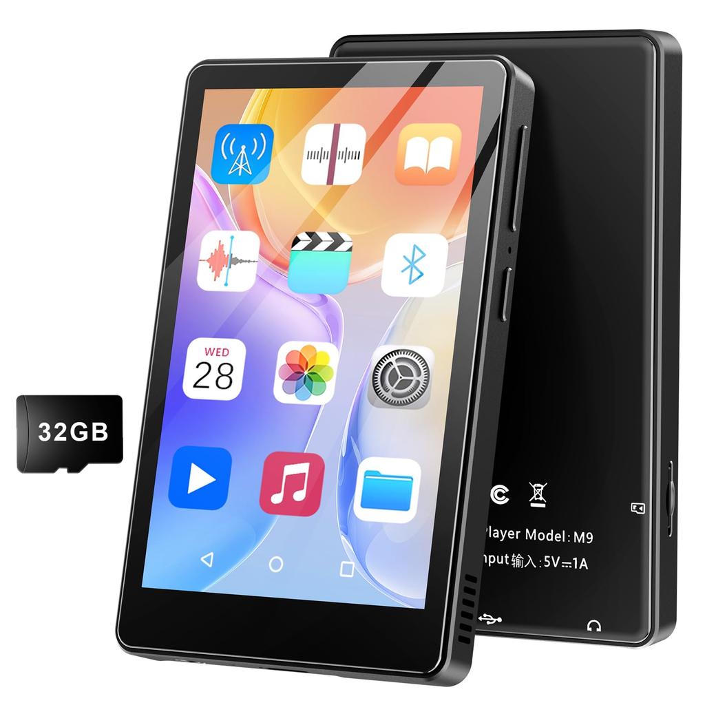 Portable MP3 Player with Android Bluetooth 5.0 [In-Car Bluetooth Compatible, Random Playback], Built-in Speaker, 3.97-inch Full Touch Screen, 8GB