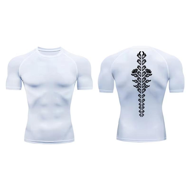 Men's Short-Sleeve Compression Quick-Dry T-Shirts Suitable for Gym Workouts Running Breathable Stretchy Moisture-Wicking Sweatshirt Elastic Top