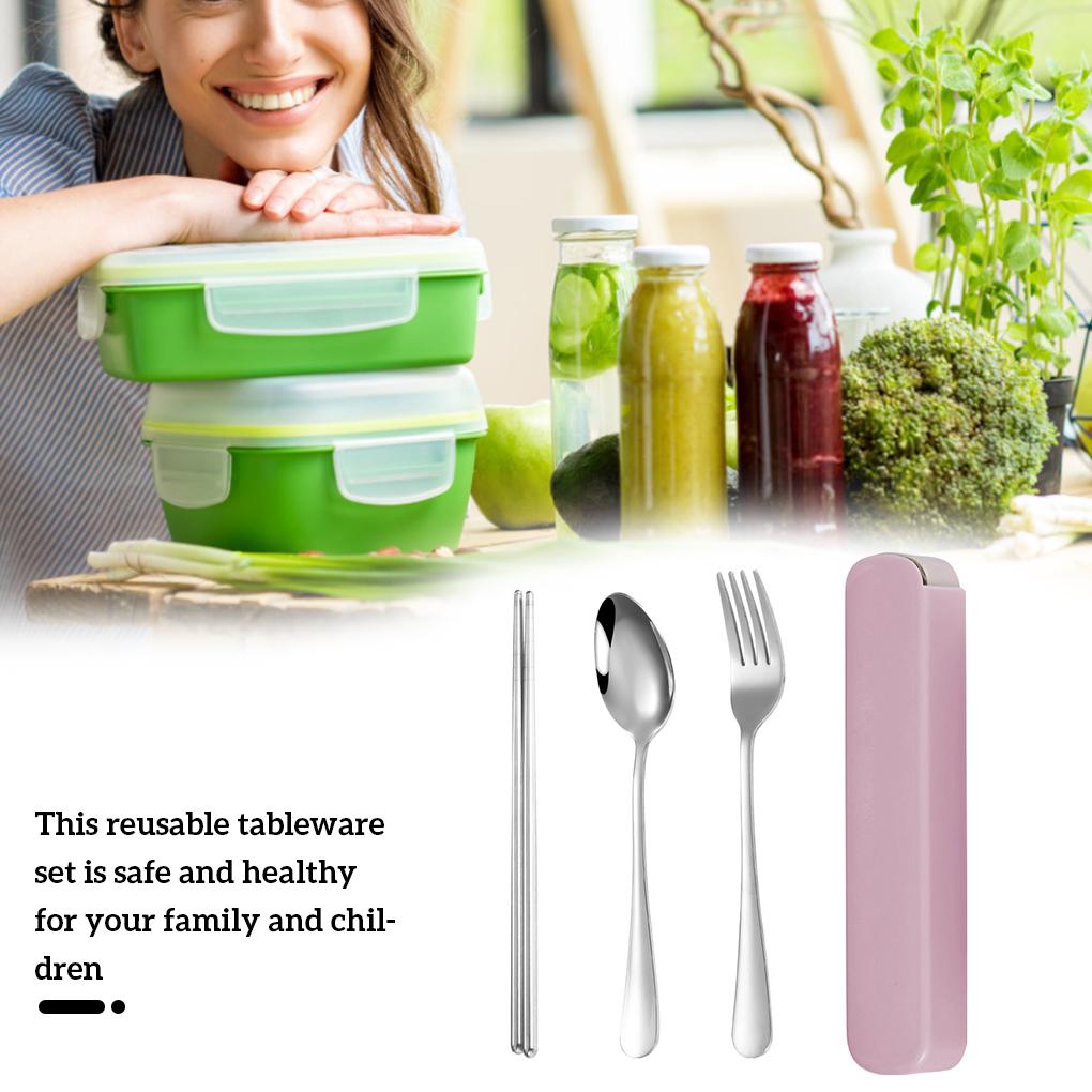 Set de 2 bucăți de bețișoare portabile pentru biroul studenților din inox cu model de cutie de depozitare roz