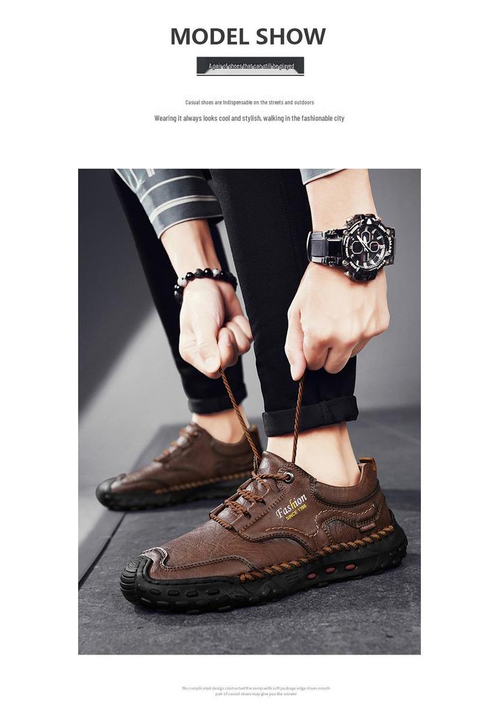 Men's Plus Size Ultra-fiber Casual Low-top Hand-stitched Shoes