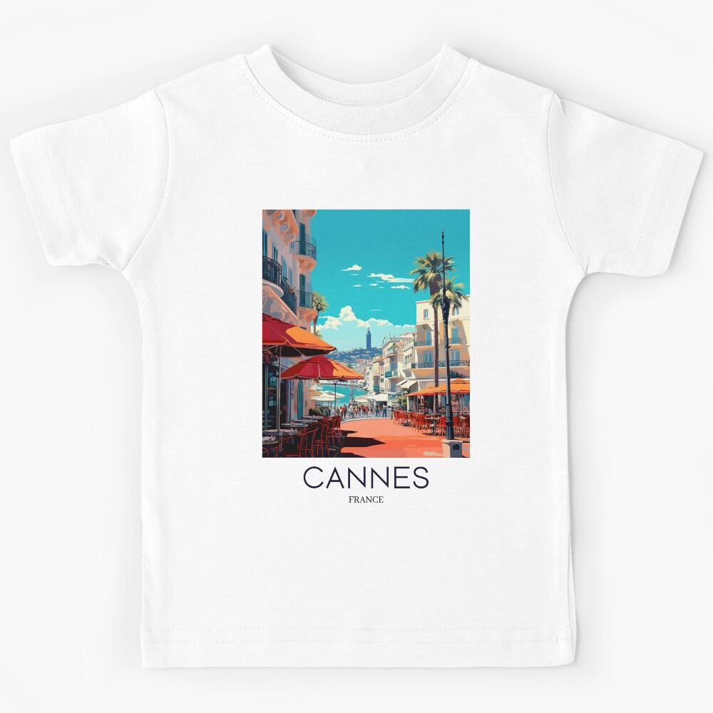 A Pop Art Travel Print of Cannes - France Kids T-Shirt 130