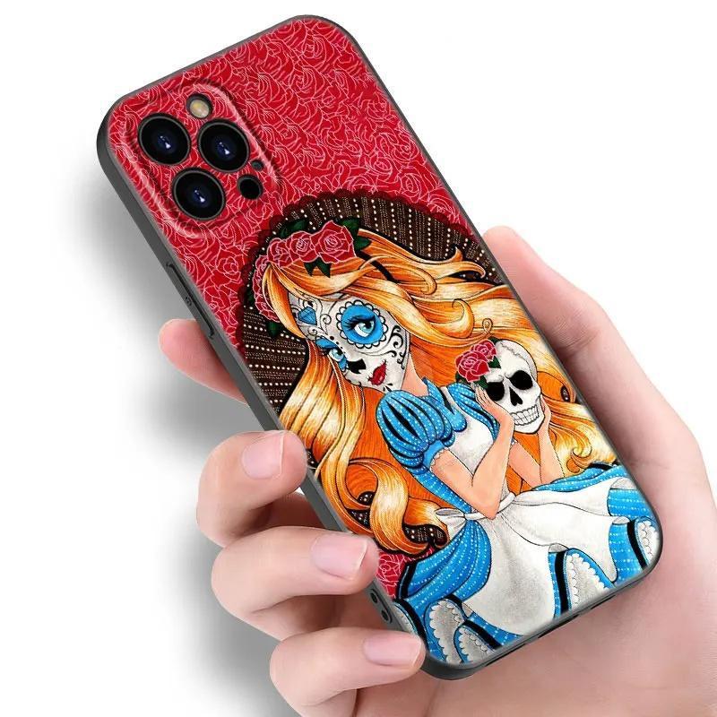 Apple Iphone16Pro Phone Case Tattoo Anime Princess Black Silicone Phone Case