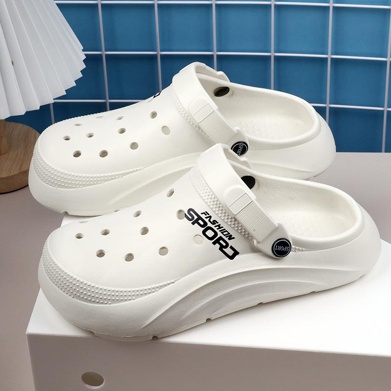 Hole shoes summer new thick-soled bag head men's slippers beach shoes wear casual sandals one pedal sandals men