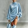 2026 Women's High Collar Golden Velvet Batwing Sweatshirt - European & American Style