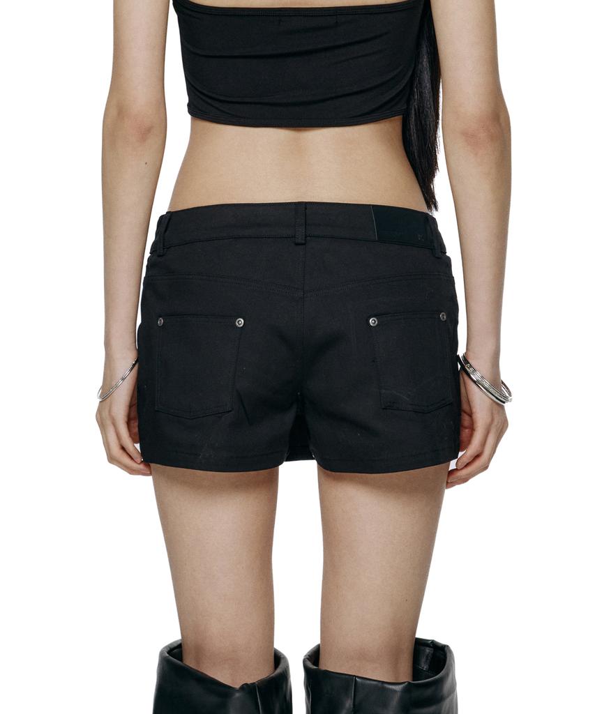 ROCKCAKE Front Button Wrap Skirt Shorts - Black