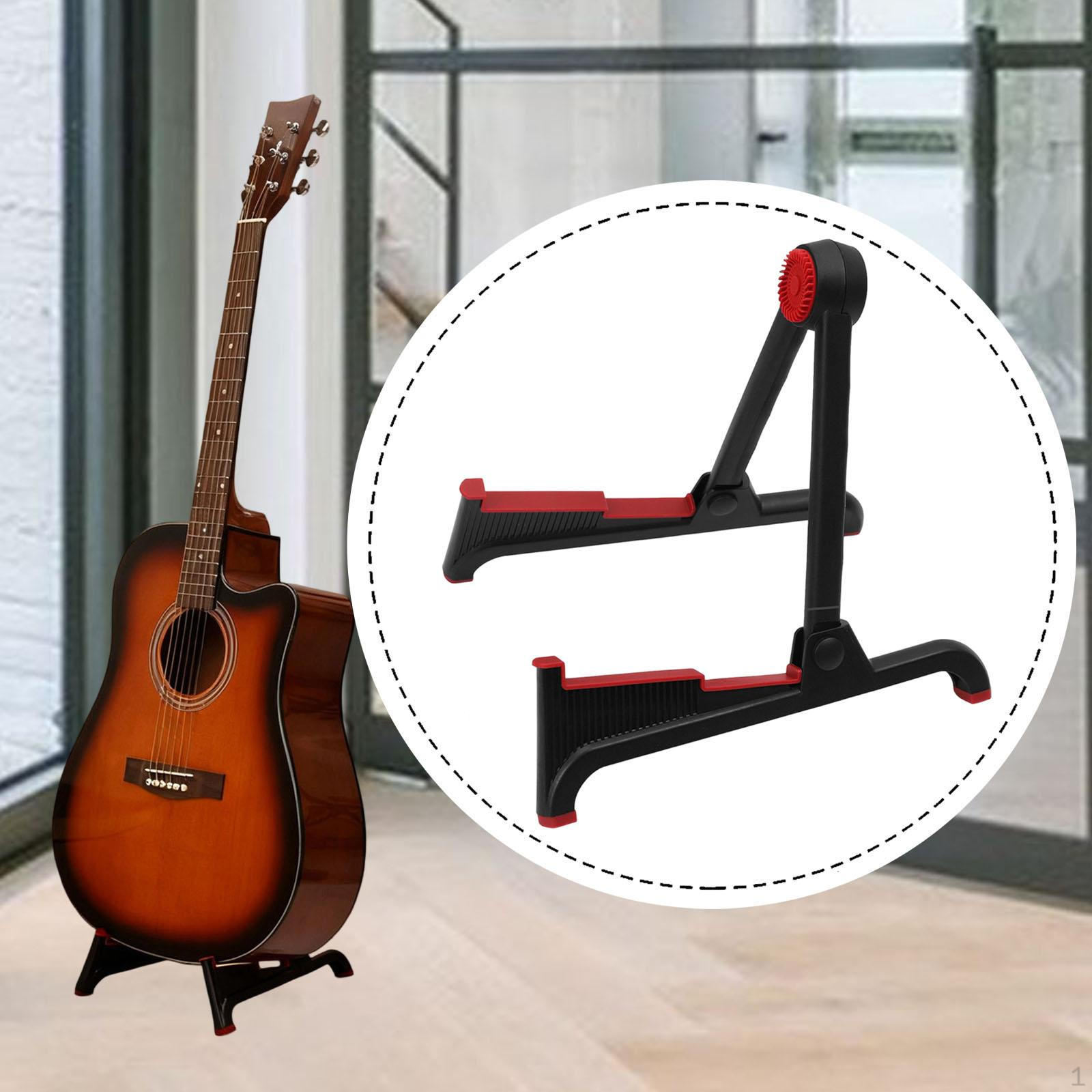 

Foldable Guitar Stand A Frame Portable Universal Compact Floor Holder black and red