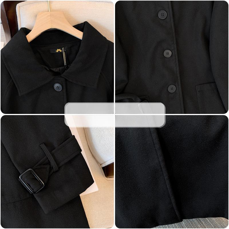 Podzimní a zimní dámská tvídová bunda nadměrných velikostí Trenčkot Hepburn Style Coat