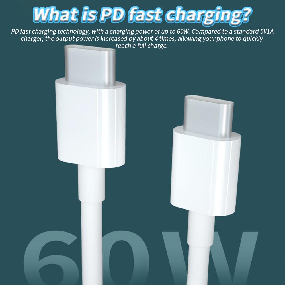 Dual USB Type C Cable 60W PD Fast Charging Cable Dual Plug Type C Charging Cable For Smartphones Tablet Laptop