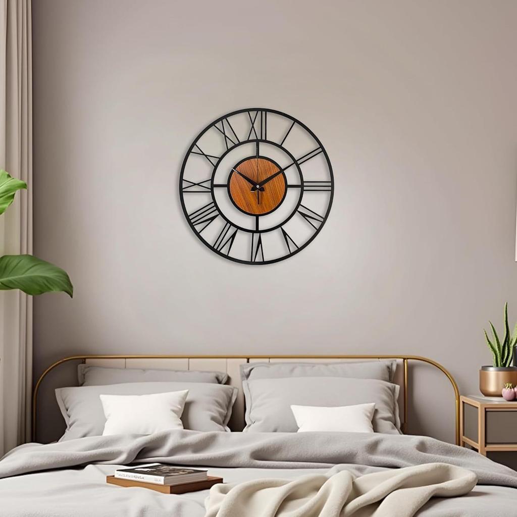 Large Metal Wall Clock – Big Wall Decor Metal Art for Living Room Hall Bedroom | Designer Analog Hanging Clock