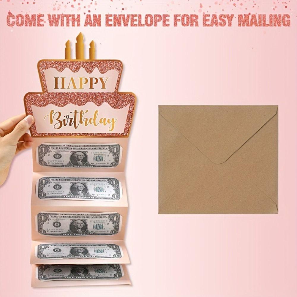Surprise Money Birthday Card Gold-stamped Birthday Cash Holder Birthday Money Box For Kids Teens