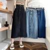 Grote Maten Hoge Taille A-lijn Midi-lengte Heup Rok Denim Rok voor Vrouwen - Slim Fit Midi-lengte Lente Zomer Herfst