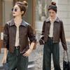 2025 Spring/Autumn Women's Genuine Lambskin Lapel Jacket - Trendy Short Casual Leather Coat