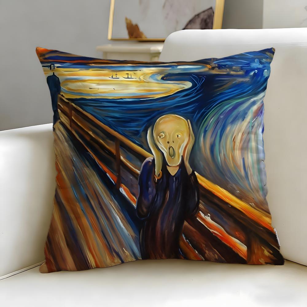 Classic Painter Edvard Munch Cushion Cover Soft & Easy-Wash Pillow Case – Versatile for Couch, Bed, Travel and Office