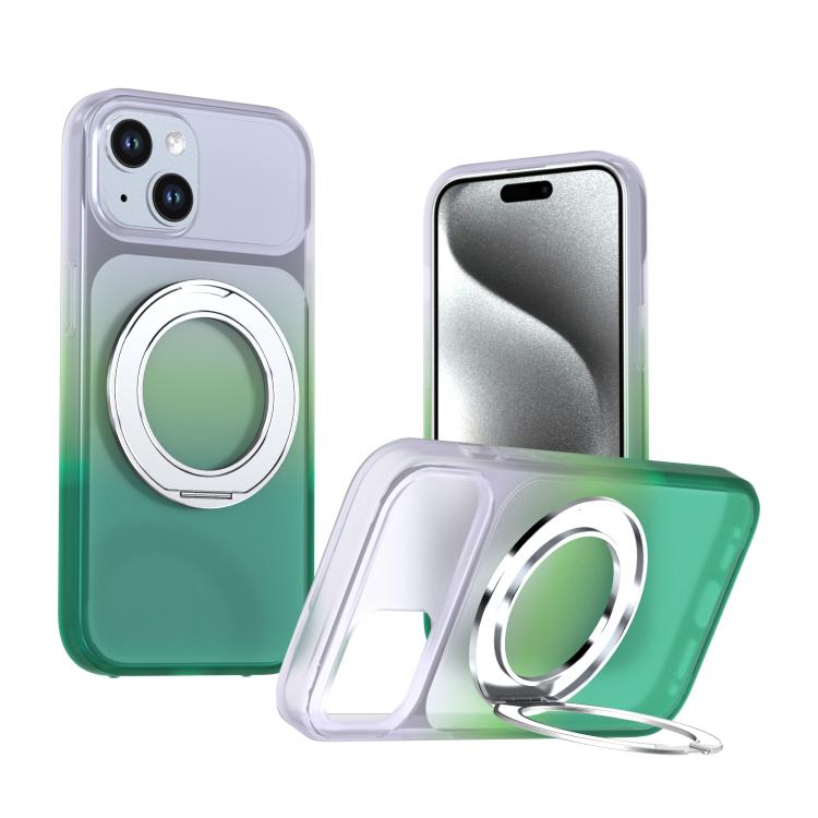 Phantom Skin Feel Gradient PC+TPU Phone Case With 360° Rotating Metal Holder, Magnetic Wireless Charging Shockproof Protective Cover