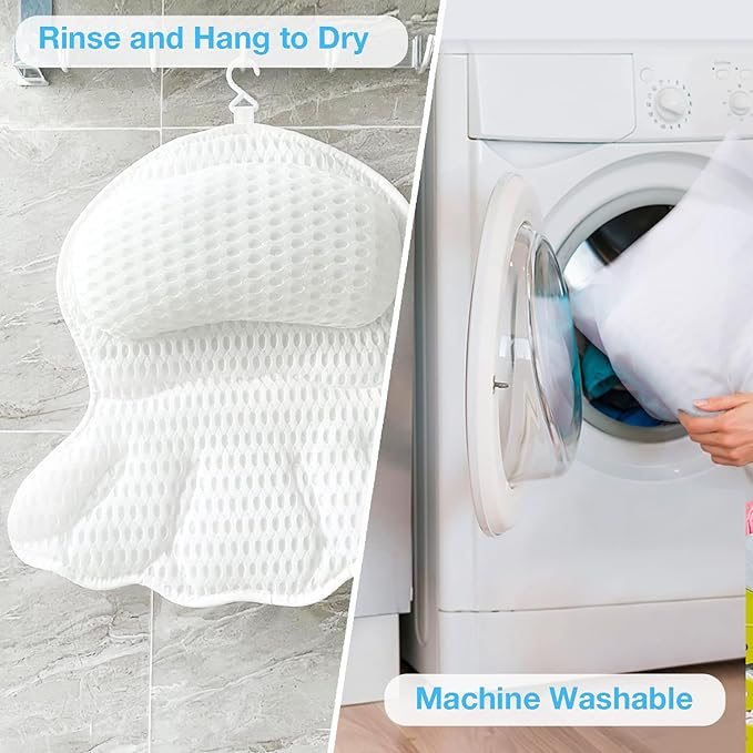Bath Pillow Luxury Bathtub Pillow, Back Neck Support Pillow,Ergonomic Tub Pillow for Bath with 3D/4D Air Mesh,Portable Bathtub Accessories