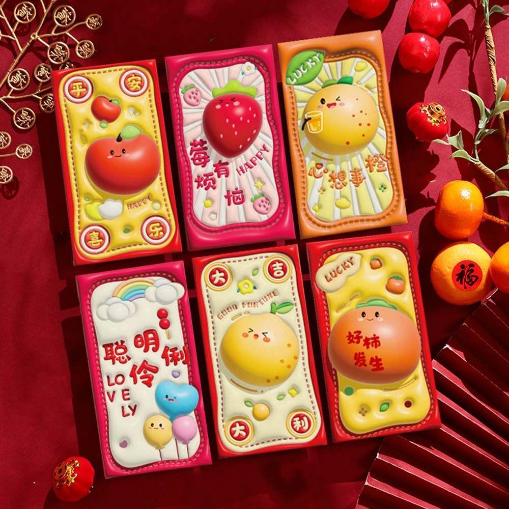 6pcs Horse Theme Horse Year Red Envelope Cartoon Lucky Pockets Hongbao  Festival Gifting