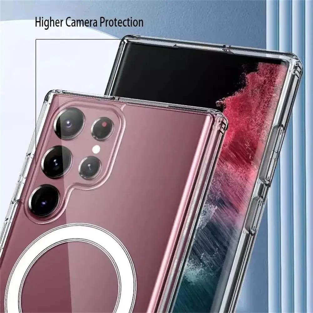 Original Clear Magnetic Case For Samsung Galaxy S26 S25 S24 S23 S 26 Ultra S26 Plus For Magsafe Wireless Charge Shockproof Cover