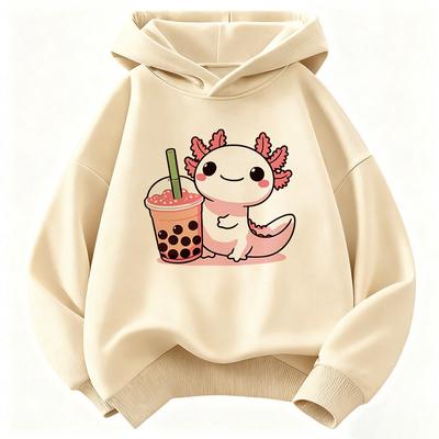 Soft Warm Hooded Kids Axolotl Design Children's Sweatshirt Cute Hoody for Boys Girls Casual