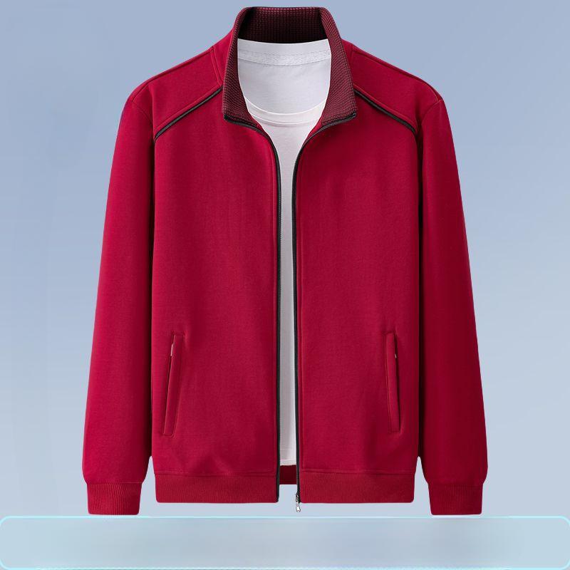 

Кардиган на весну, осень и зиму, толстовка с воротником-стойкой для мужчин, спортивная мода для людей среднего и пожилого возраста, утолщенная куртка из бархата, чистый хлопок 5XL