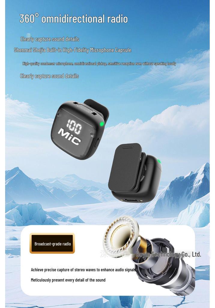 Dual Wireless Lavalier Microphone with Digital Display & AI Noise Reduction for Video Streaming & Live E-commerce