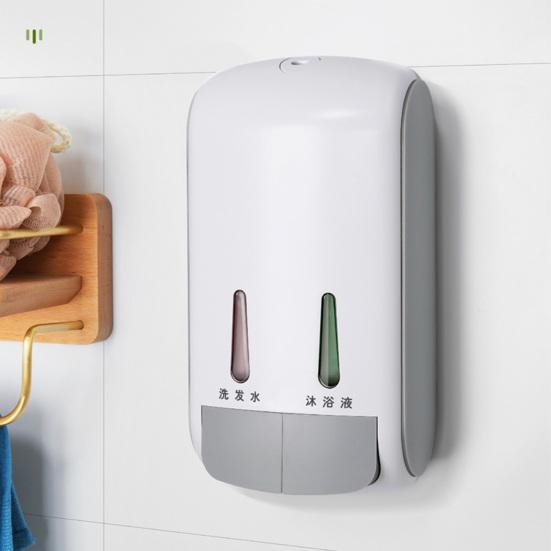Soap Dispenser 400ml*2 Dual Compartment Large Capacity Inner Liner Easy Refill Visual Design Soap Dispenser