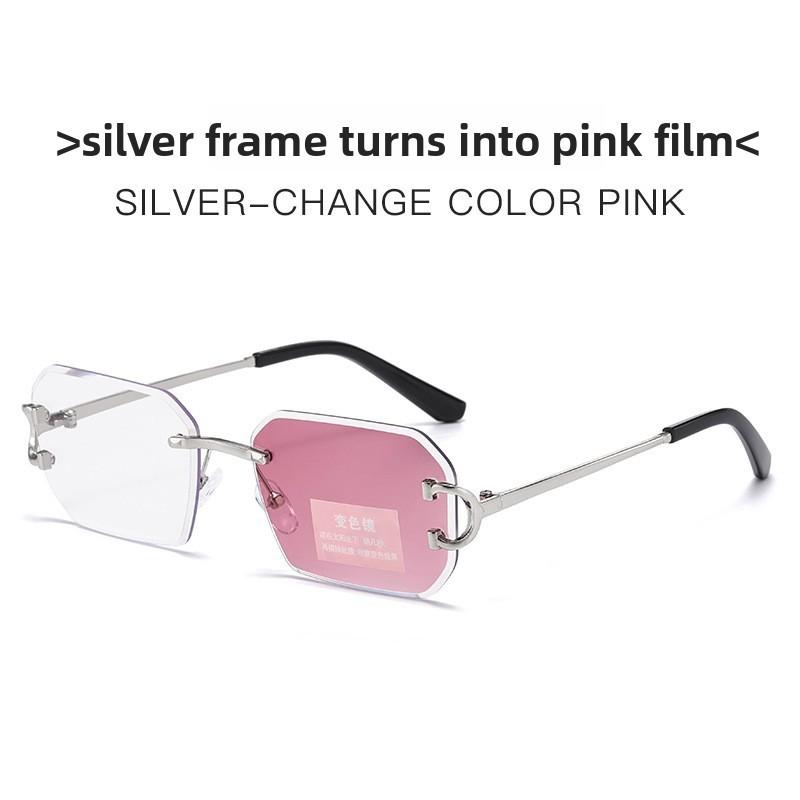 Polygon Frameless Color Changing Sunglasses With Uv400 Protection For Summer Travel