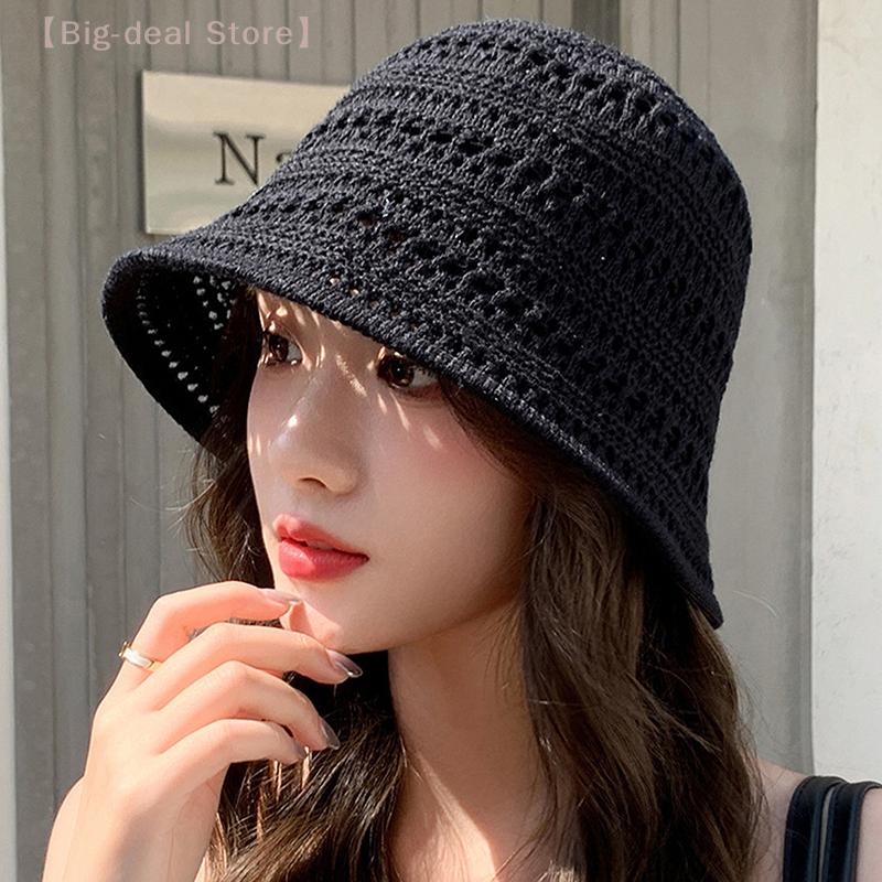 2025 Women's Summer Hollow Knitted Sun Protection Hat, Versatile Fashion Pot Hat for Leisure, UV Protection