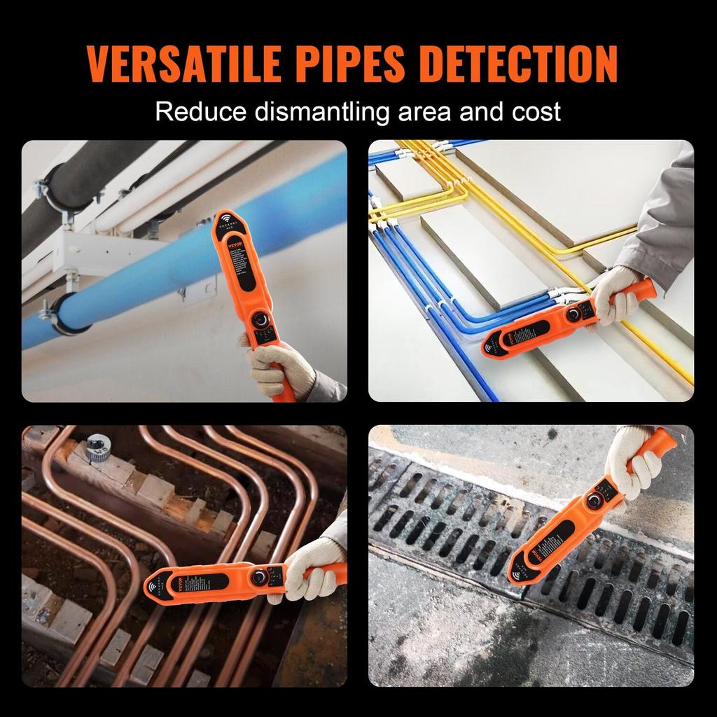 Rohrverstopfungsdetektor Ortungsgeräte 100ft/30m Wasserdicht für PVC Kunststoff Metall