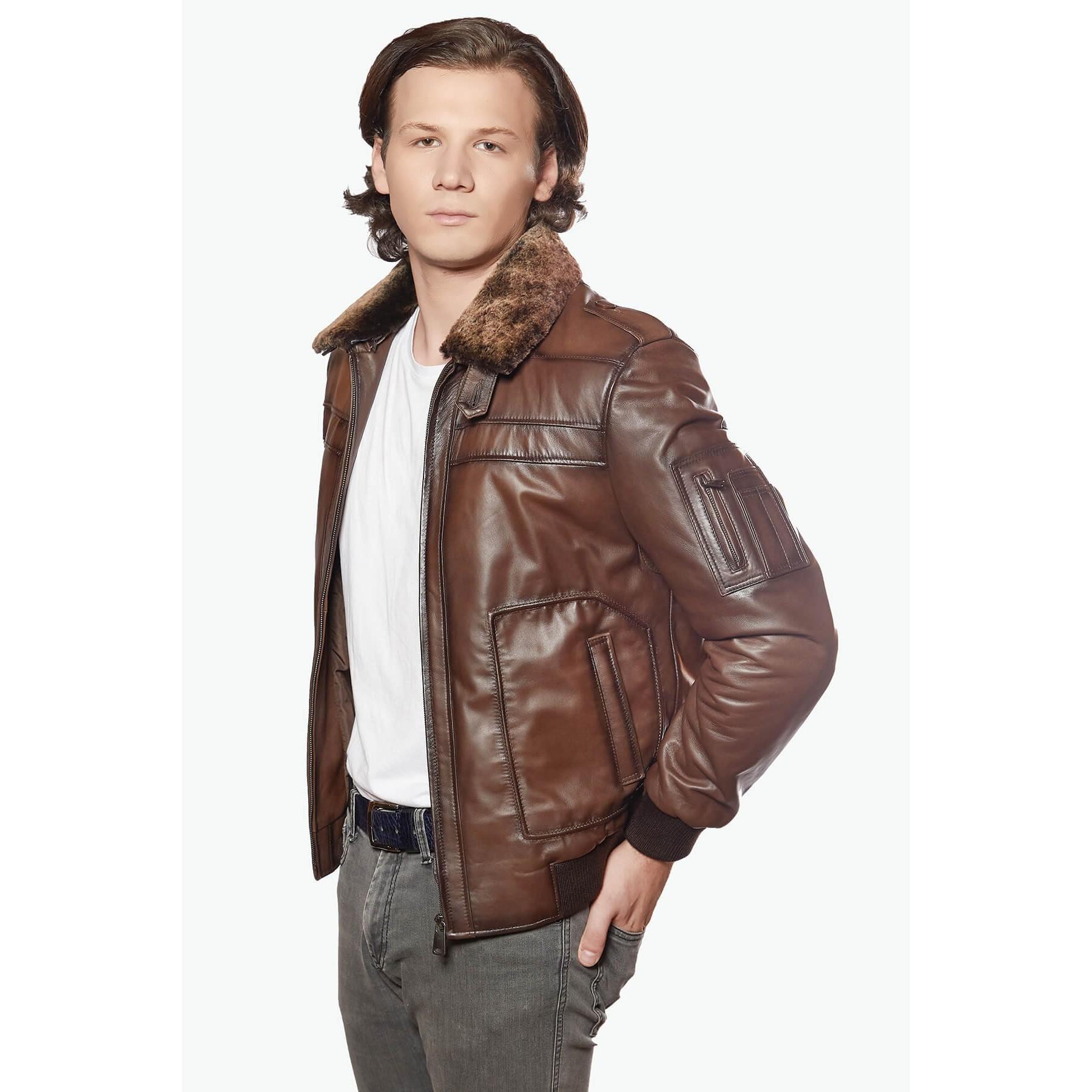 

Пальто Pilot Style из Натуральной Кожи Коричневое