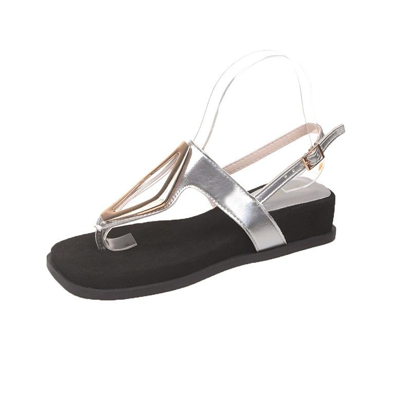 Summer Super Good-looking Thick-soled Small Slope Heel Pinch Toe Roman Sandals Women's Summer Outer Wear with Skirt 2025 New