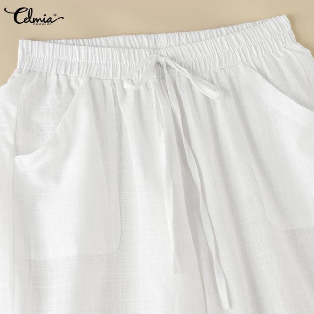 Frühling frauen Baumwolle Leinen Lange Hosen Taschen Elastische Yoga Breite Bein Feste Beiläufige Lose Hosen Plus Größe