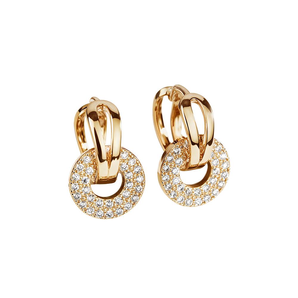 18k Rose Gold Plated 925 Sterling Silver Small Hoop Earrings with Diamond Accents