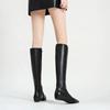 Fashion Brand Metal Pointed Women Knee Long Boots Fashion Stage Show Black Sexy Autumn Winter Over Knee Length Boots Size 34-45