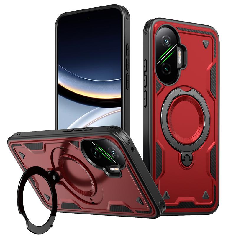 

Чехол для Xiaomi POCO F7 5G, военный противоударный жесткий ПК+ТПУ, 360° регулируемое кольцо-подставка на задней панели для Little F7 Poco F7 красный