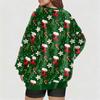 Women's Fashionable V-neck Christmas Printed Long Sleeved Casual Pullover Plush Warm Pocket Sweatshirt Top
